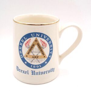 Vintage Drexel University Stein Mug Ceramic Gold Trim 1891 Seal Philadelphia PA